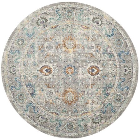 Safavieh 6 ft.-7 in. x 6 ft.-7 in. Mystique Power Loomed Round Area Rug, Grey and Multi MYS924R-7R